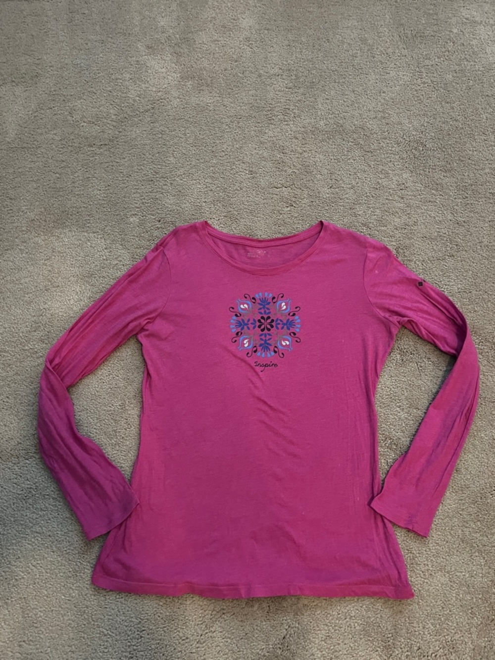 Columbia Women's Bright Pink Inspire Graphic Crew Neck Tee-size Medium, EUC